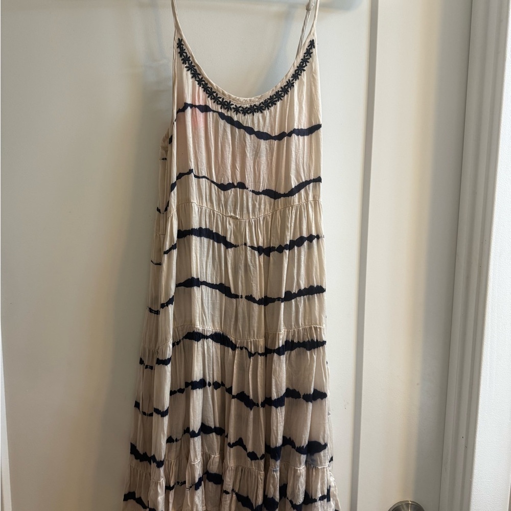 Cream and navy Spaghetti Strap Sundress